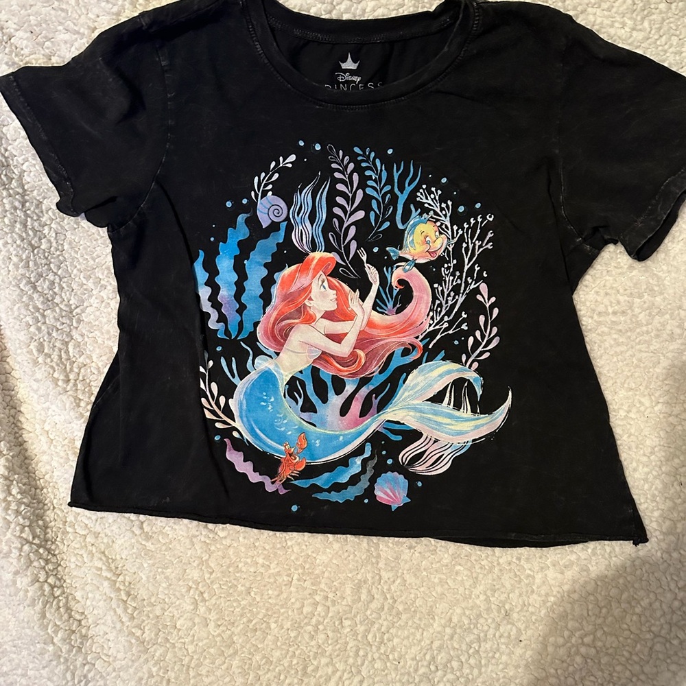 Disney Black Kids Tee with Ariel Multicolor Graphic